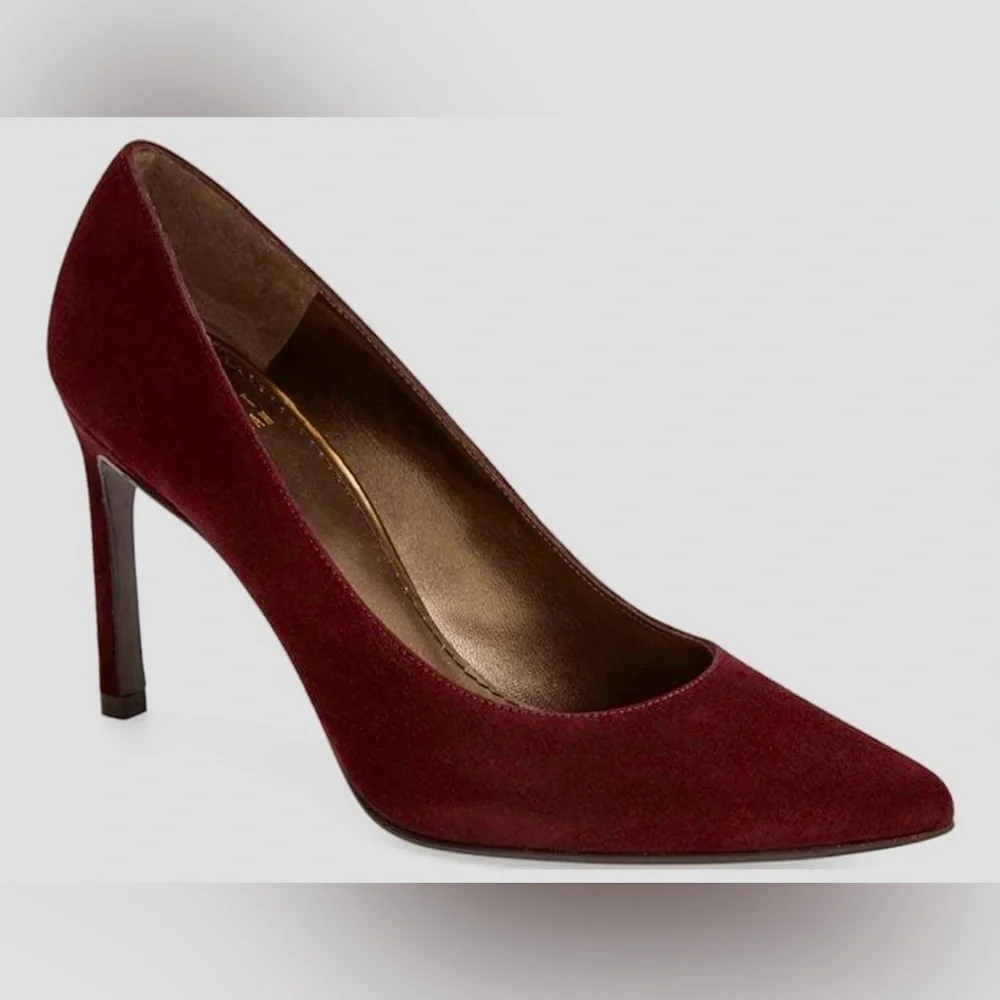 Stuart Weitzman HEIST Bordeaux Suede Pumps‎ women’s heels Sz 12  W New